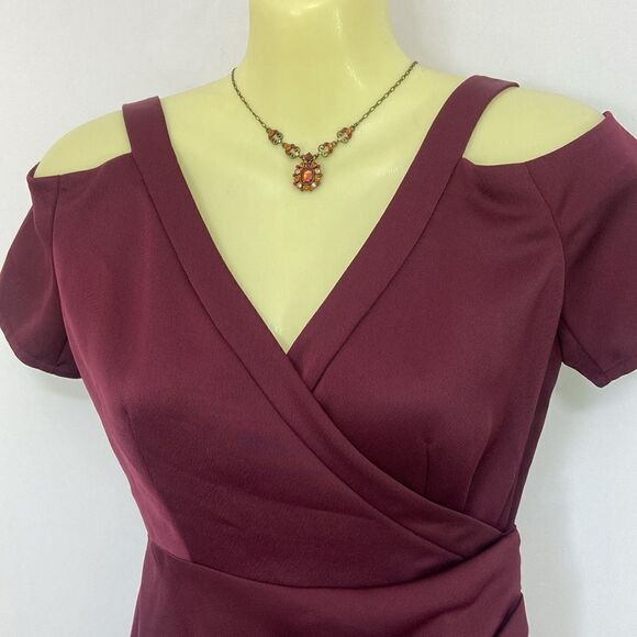 All Saints Dress “Cadia” Merlot Cold Shoulder Wrap NWT Sz 2 - Picture 2 of 9